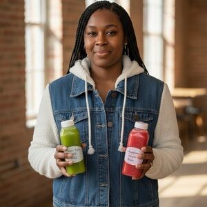 No Boundaries Denim Jacket with White Sleeves